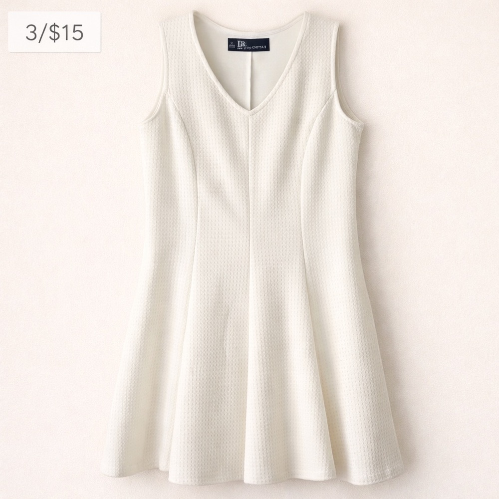 Chetta B Cream Textured Sleeveless Midi Dress